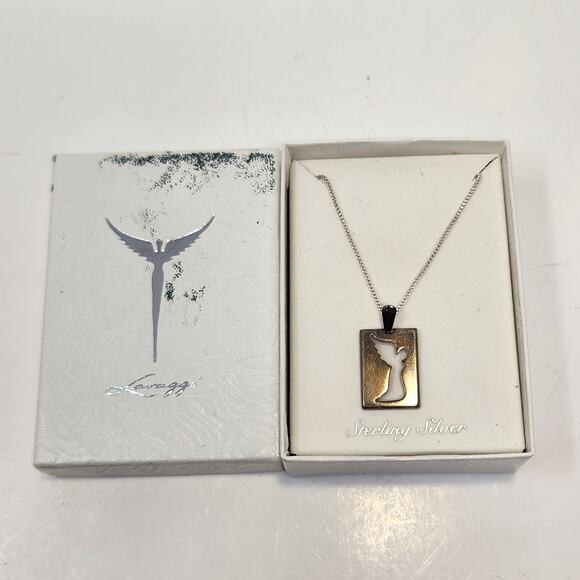 Steven Lavaggi Cut Out Angel Prayers Pendant Chain Necklace Sterling Silver 925 - Picture 1 of 6